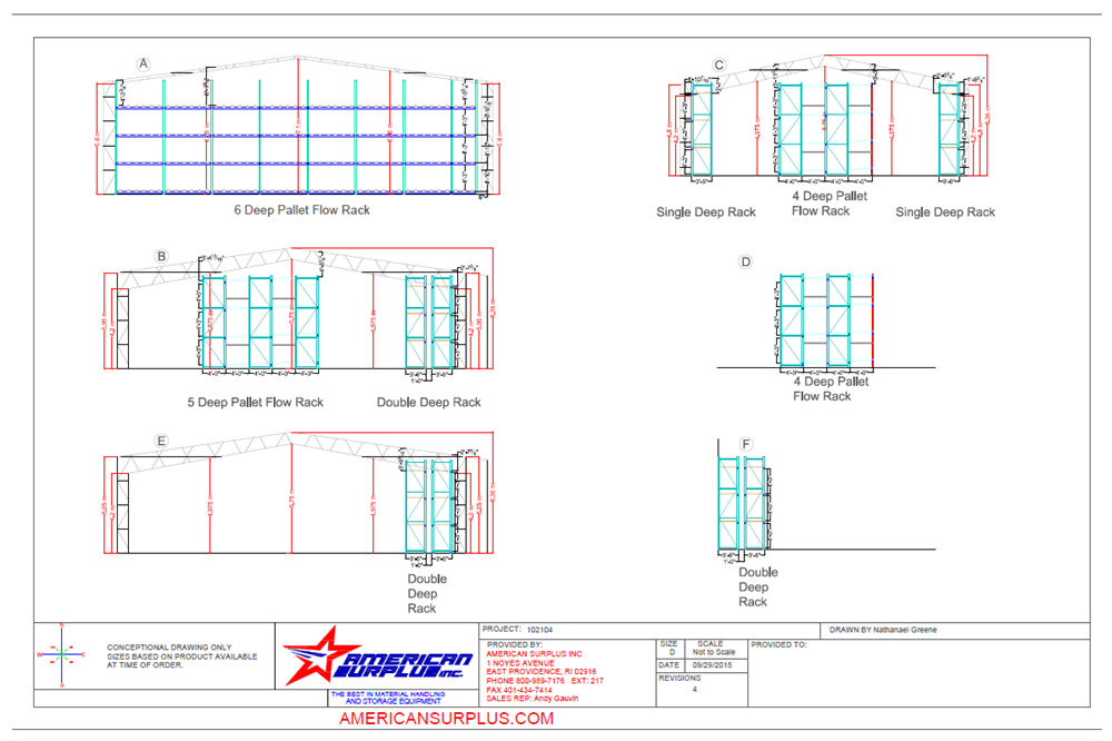 American Surplus Draws 2D Conceptual Drawings of Pallet Racking