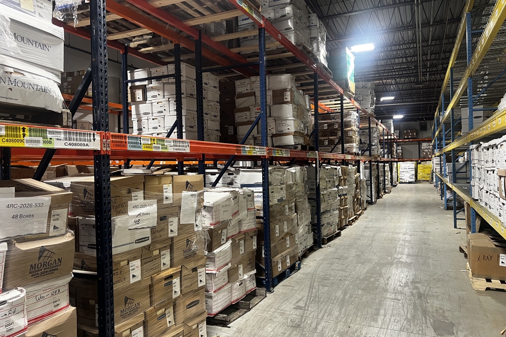 Images of used warehouse equipment liquidated from a record storage facility in Nashua, New Hampshire