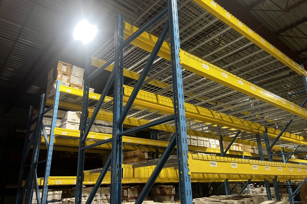Images of used warehouse equipment liquidated from a record storage facility in Nashua, New Hampshire