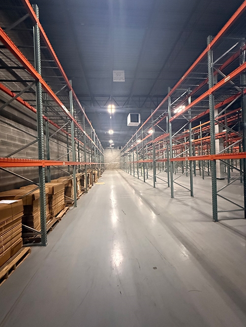 Images of used pallet racking liquidated from a facility in Frederick, Maryland by American Surplus