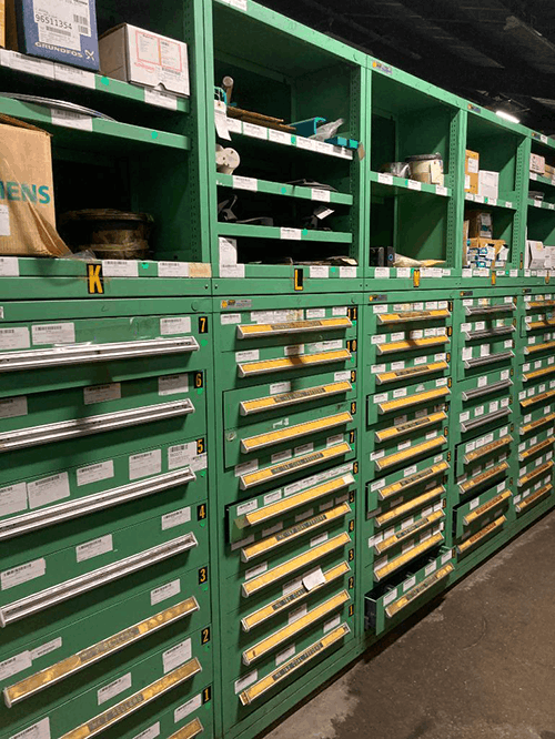 Images of used Vidmar modular tool cabinets liquidated from a warehouse in Bow, New Hampshire