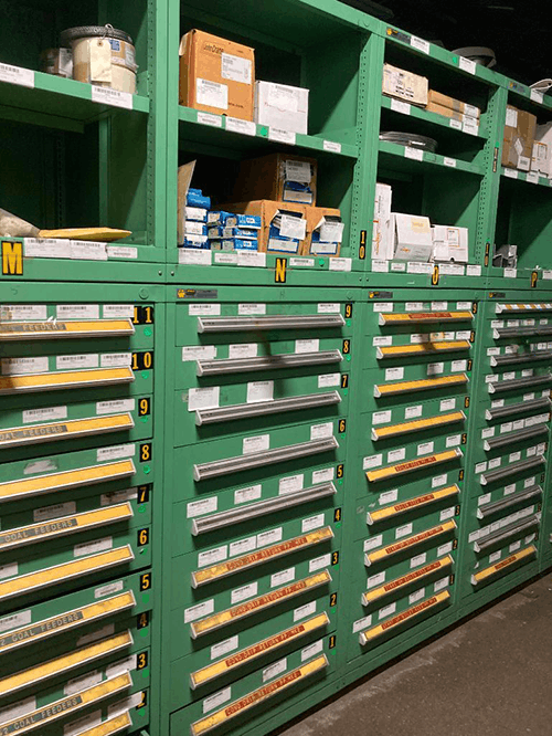 Images of used Vidmar modular tool cabinets liquidated from a warehouse in Bow, New Hampshire