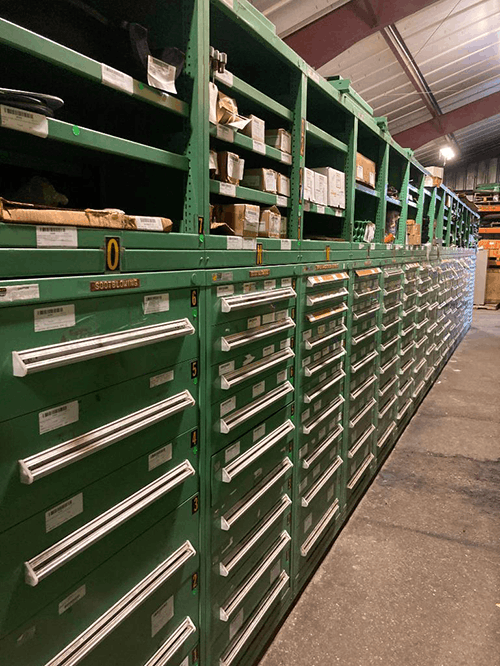 Images of used Vidmar modular tool cabinets liquidated from a warehouse in Bow, New Hampshire