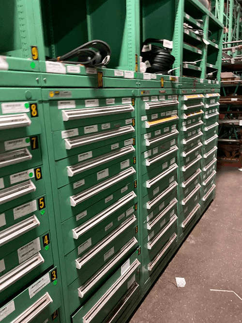 Images of used Vidmar modular tool cabinets liquidated from a warehouse in Bow, New Hampshire