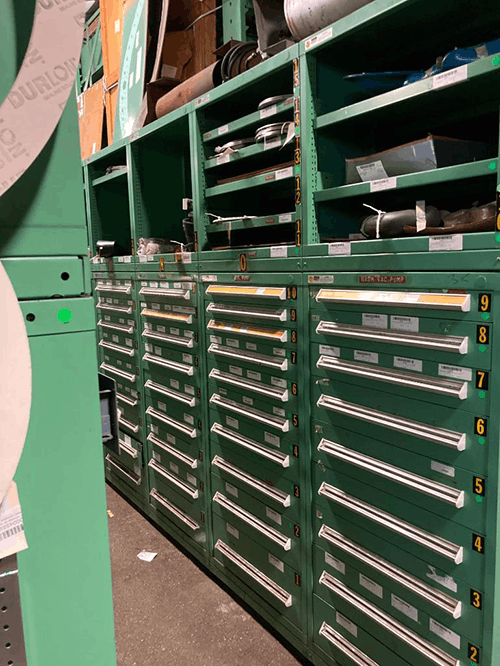 Images of used Vidmar modular tool cabinets liquidated from a warehouse in Bow, New Hampshire