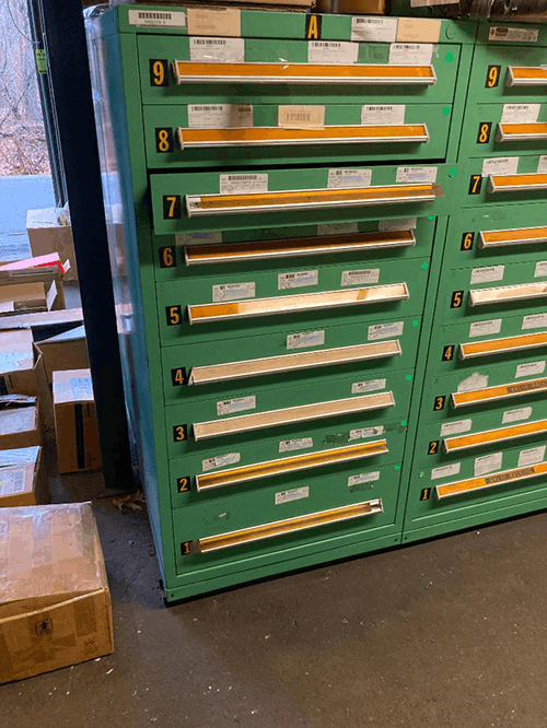 Images of used Vidmar modular tool cabinets liquidated from a warehouse in Bow, New Hampshire