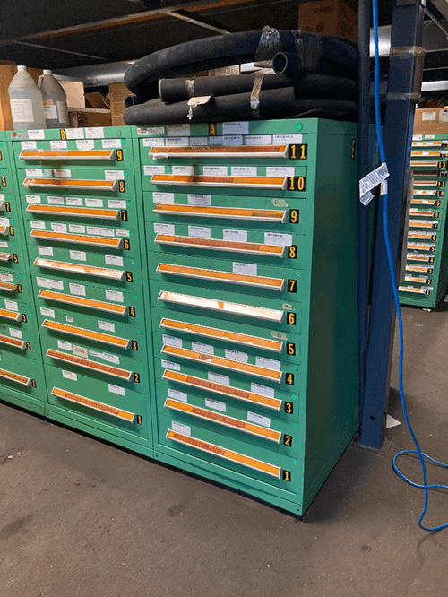 Images of used Vidmar modular tool cabinets liquidated from a warehouse in Bow, New Hampshire