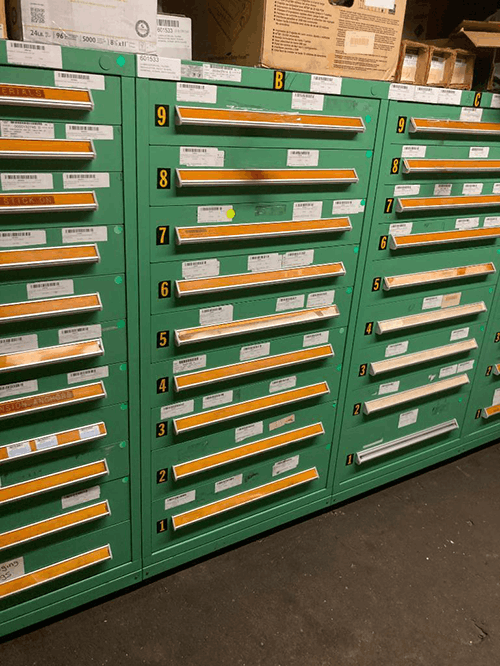 Images of used Vidmar modular tool cabinets liquidated from a warehouse in Bow, New Hampshire