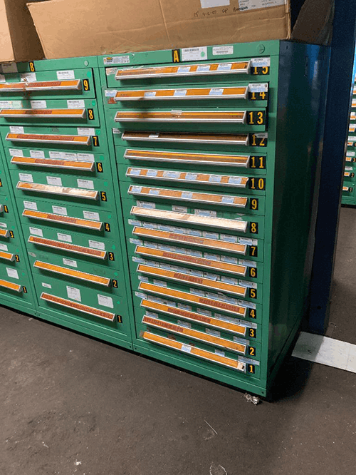 Images of used Vidmar modular tool cabinets liquidated from a warehouse in Bow, New Hampshire
