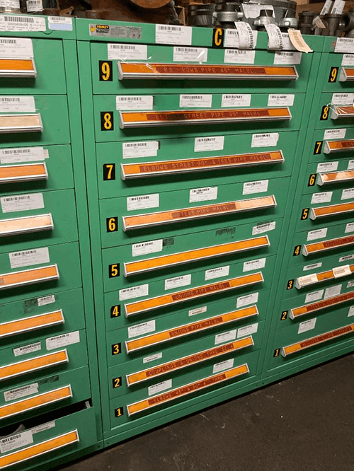 Images of used Vidmar modular tool cabinets liquidated from a warehouse in Bow, New Hampshire