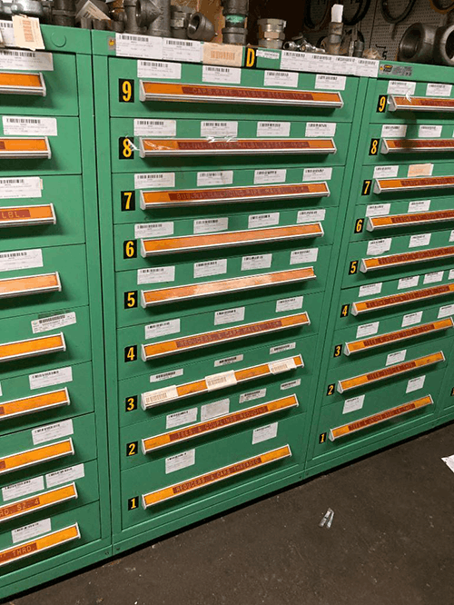 Images of used Vidmar modular tool cabinets liquidated from a warehouse in Bow, New Hampshire