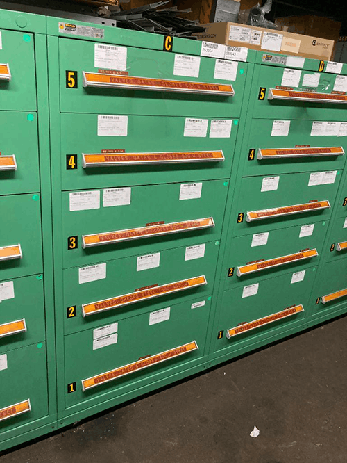 Images of used Vidmar modular tool cabinets liquidated from a warehouse in Bow, New Hampshire