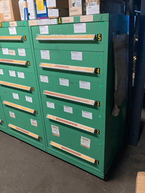 Images of used Vidmar modular tool cabinets liquidated from a warehouse in Bow, New Hampshire
