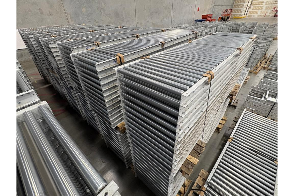 Images of used Lewcon gravity conveyor liquidated from a warehouse in North Royalton, Ohio