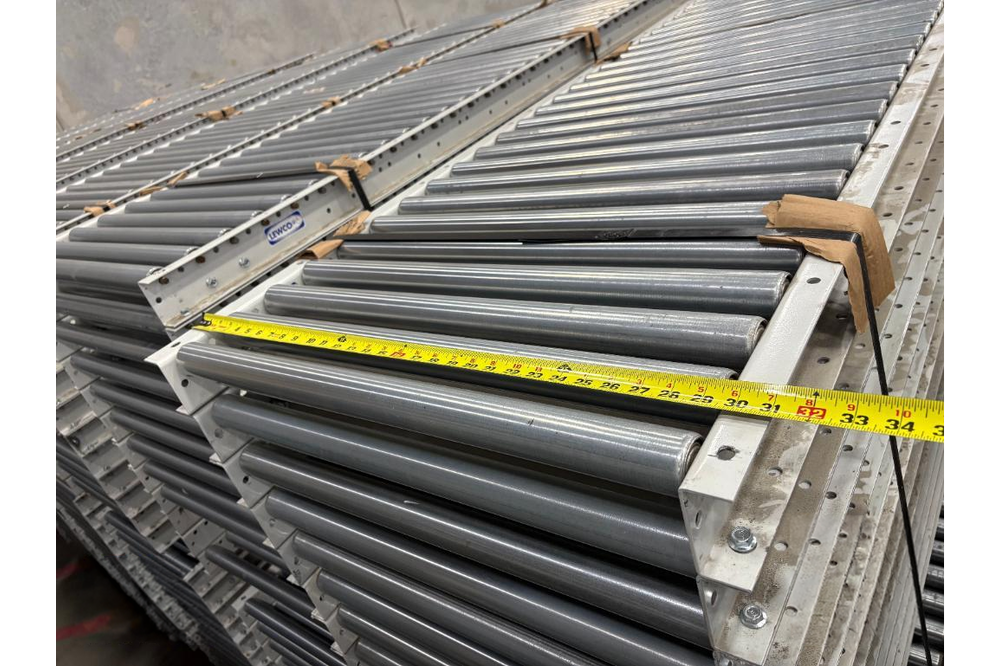 Images of used Lewcon gravity conveyor liquidated from a warehouse in North Royalton, Ohio