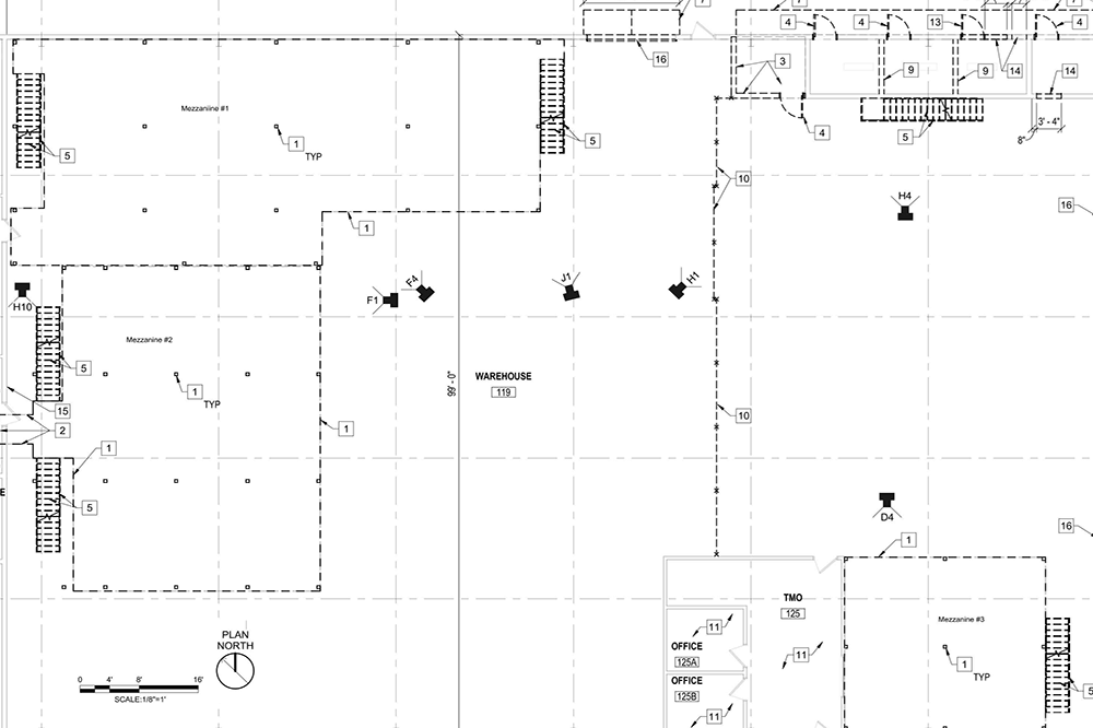 CAD Drawing of 3 mezzaniens being liquidated out of New Hampshire