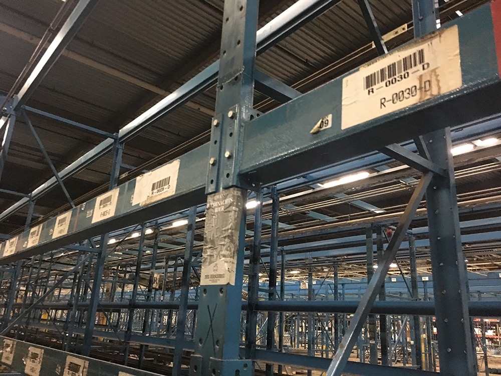 Support Column view of a used I-Beam Mezzanine previously installed in Belleville, New Jersey