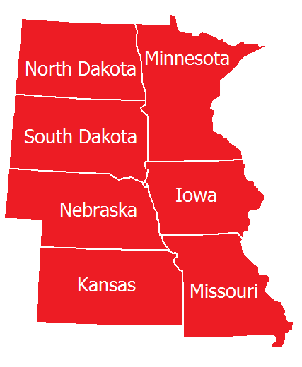 Servicing North Dakota, Minnesota, South Dakota, Nebraska, Iowa, Kansas, and Missouri