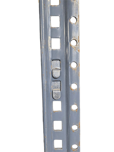 Rear view of Edsal shelving post with clip