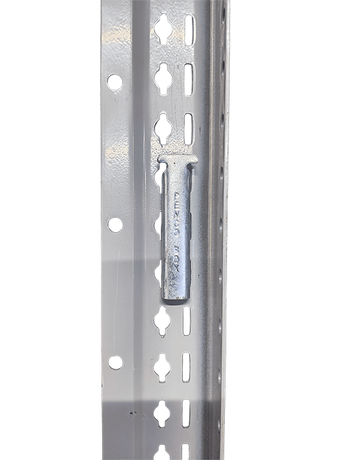 Front view of Penco shelving post with clip