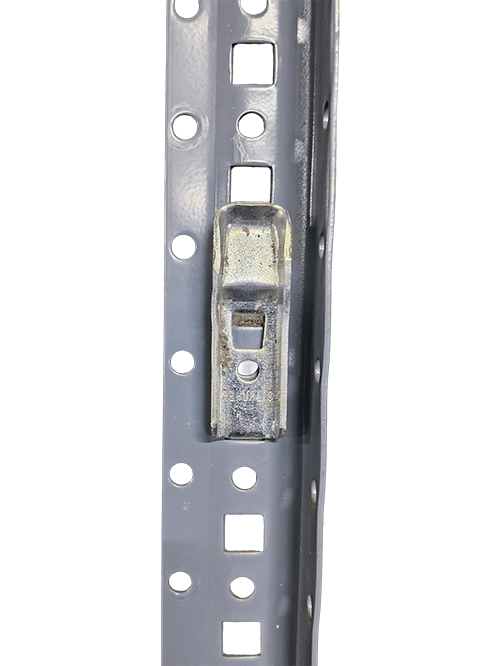 Front view of Tri-Boro shelving post with clip