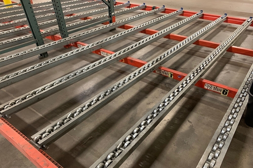 Used Dual Wheel Staggered Pallet Flow Rails
