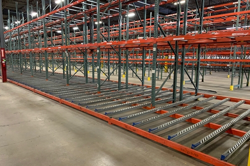 Used Dual Wheel Staggered Pallet Flow Rails