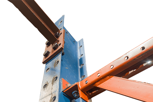  Used Regular Duty I-Beam Style Cantilever Rack For Sale at American Surplus - Bracing and Beam Connection to Column