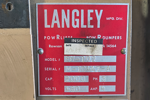 Used Langley EH-102 Vertical Lift