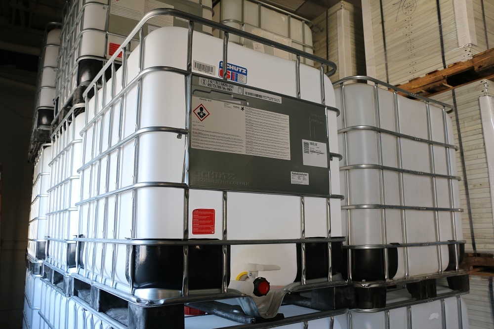 Used IBC Totes liquidated from a facility in Branford, Connecticut by American Surplus