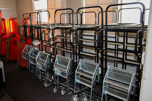 Tote Cart with Spring-Loaded Folding Ladder