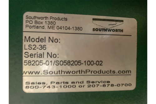 Used Southworth LS2-36 Backsaver Scissor Lift Table for Sale