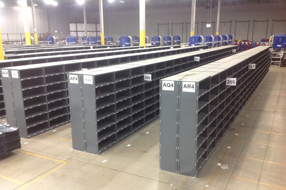 Used warehouse shelving and bulk storage racking systems available at American Surplus in East Providence, Rhode Island. Heavy-duty pre-owned storage solutions for material handling and inventory management.