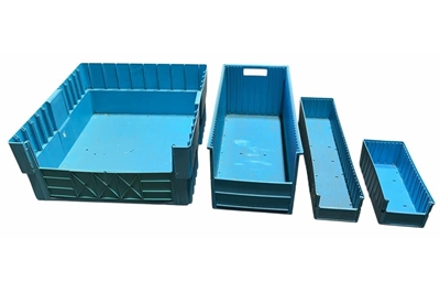 Used Plastic Shelf Bins With Hopper Front
