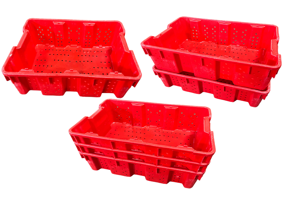 Heavy-Duty Stack and Nest Containers - 24 x 15 x 8, Red