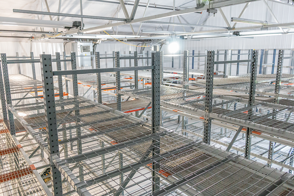 A mezzanine installed at a cannabis dispensary in Easton, Massachusetts. These pictures were taken during construction before any product had been moved in yet.