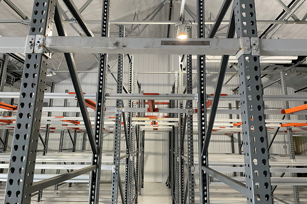 A mezzanine installed at a cannabis dispensary in Easton, Massachusetts. These pictures were taken during construction before any product had been moved in yet.