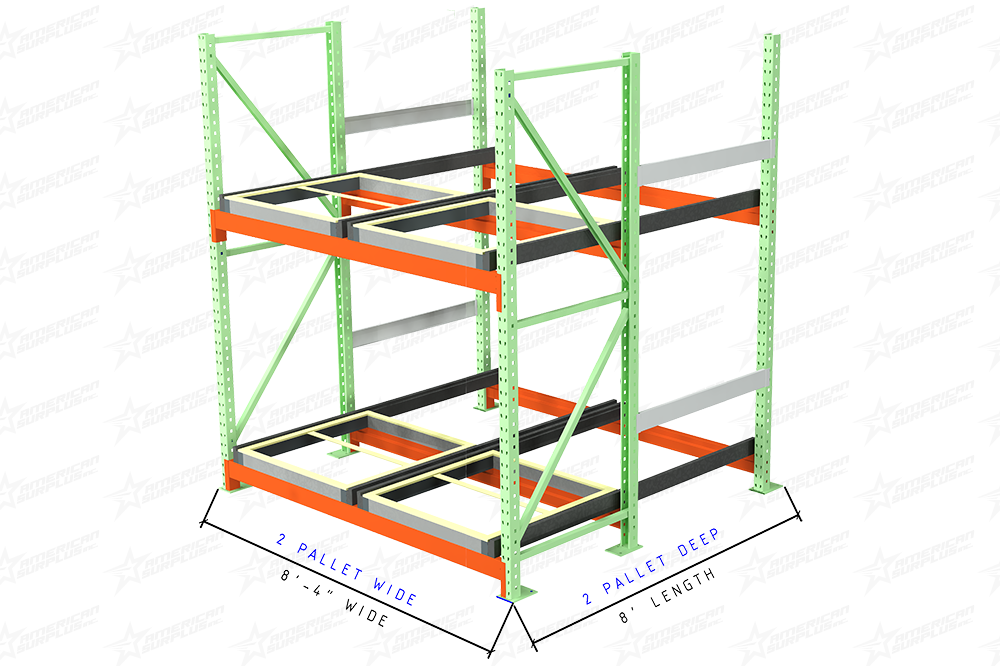 2 Deep Used Teardrop Push Back Rack for Sale