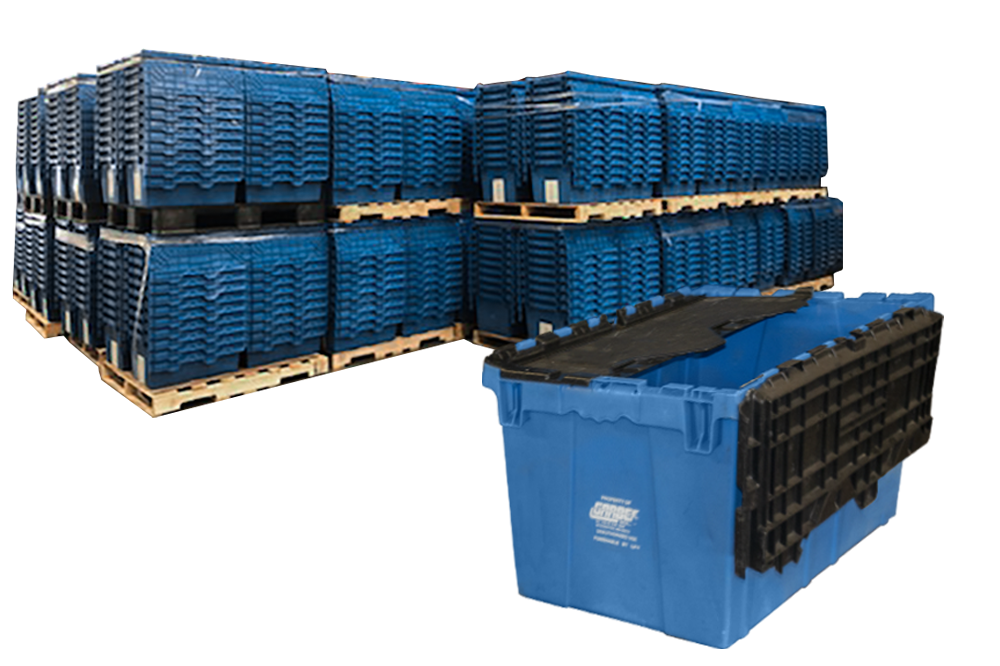 Akro-Mils Attached Lid Containers, Flip Totes