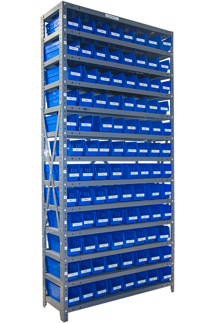 Strong Hold Metal Storage Cabinets with Quantum Plastic Bins