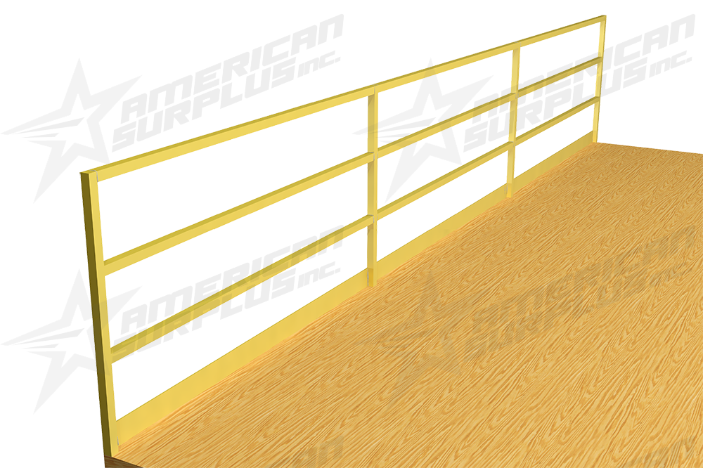 Rendering of a Mezzanine Railing with Toeboard for Falling Object Protection