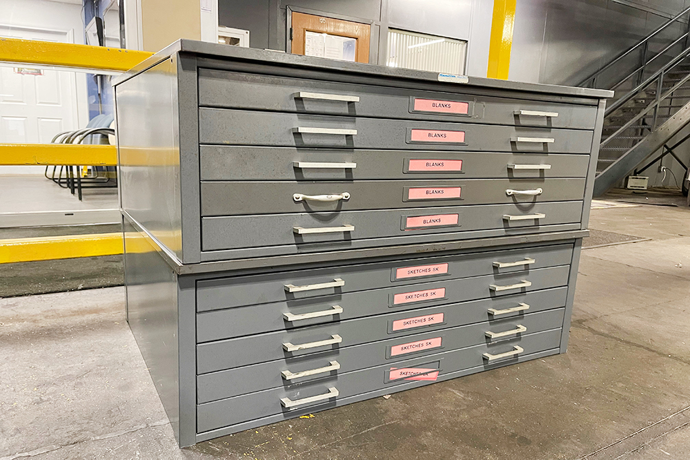 Rolled Blueprint Storage Shelving, Flat File Cabinets