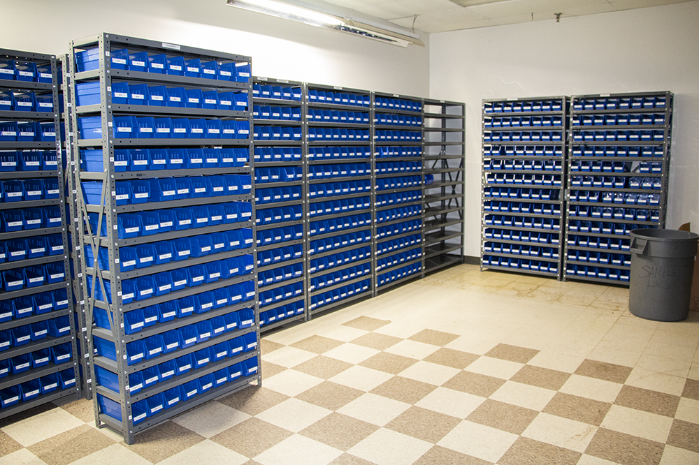 Plastic Tilt-Bins - Yellow Parts Bins for Deep Door Cabinets