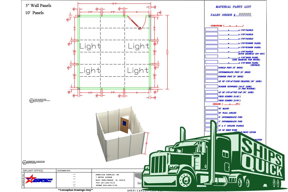 Used National Partitions Inplant Office - 12'2" x 12'2"