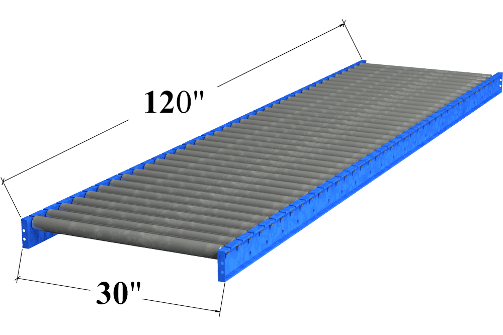 30" Wide Gravity Roller Conveyor
