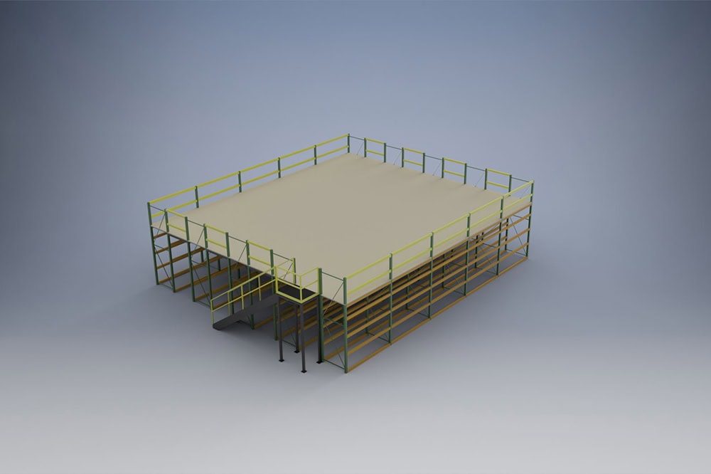 Rack-Supported Mezzanine - CAD Rendering Rack-Supported Mezzanine - CAD Rendering