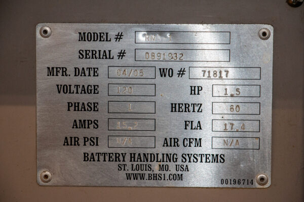 Used BHS Battery Recirculation / Neutralization System