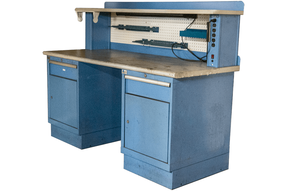 Used Lista Industrial Workbench With Divided Parts Cabinets For Sale