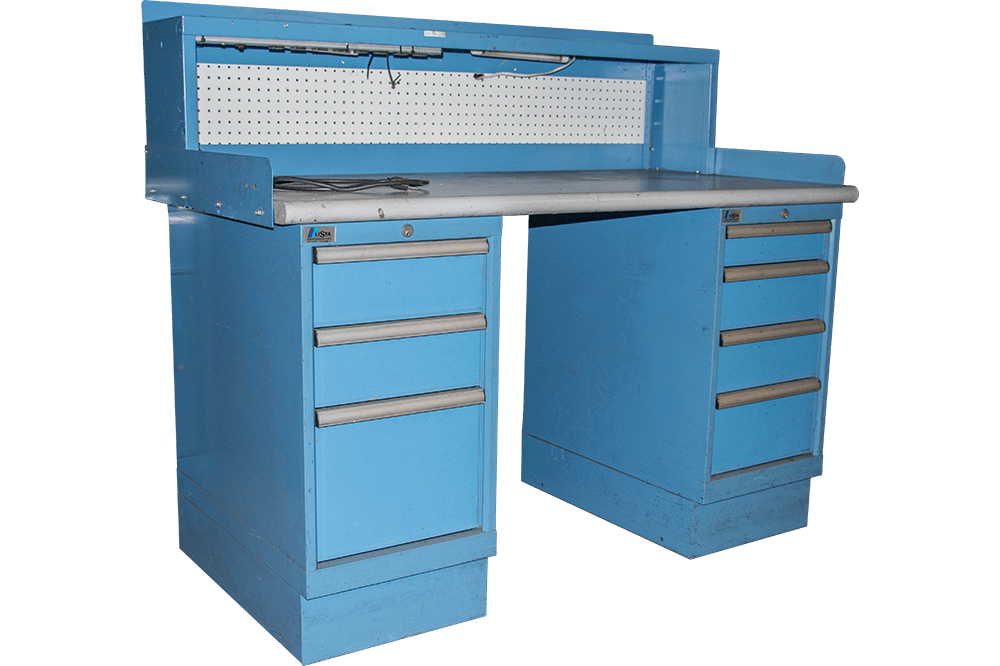 Used Lista Industrial Workbench With Divided Parts Cabinets