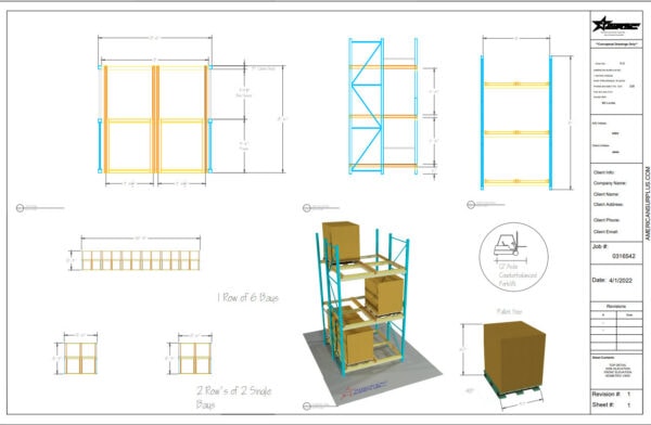Push Back Rack CAD Drawing